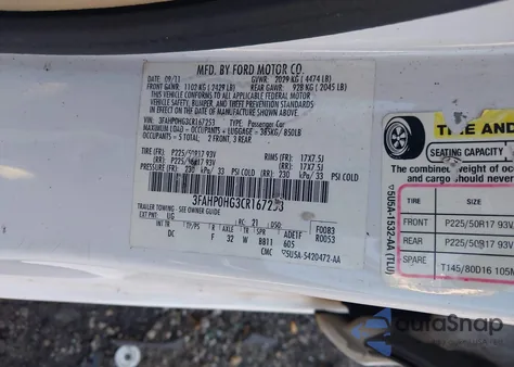 2012 Ford Fusion Se from USA, damaged, VIN 3FAHP0HG3CR167253